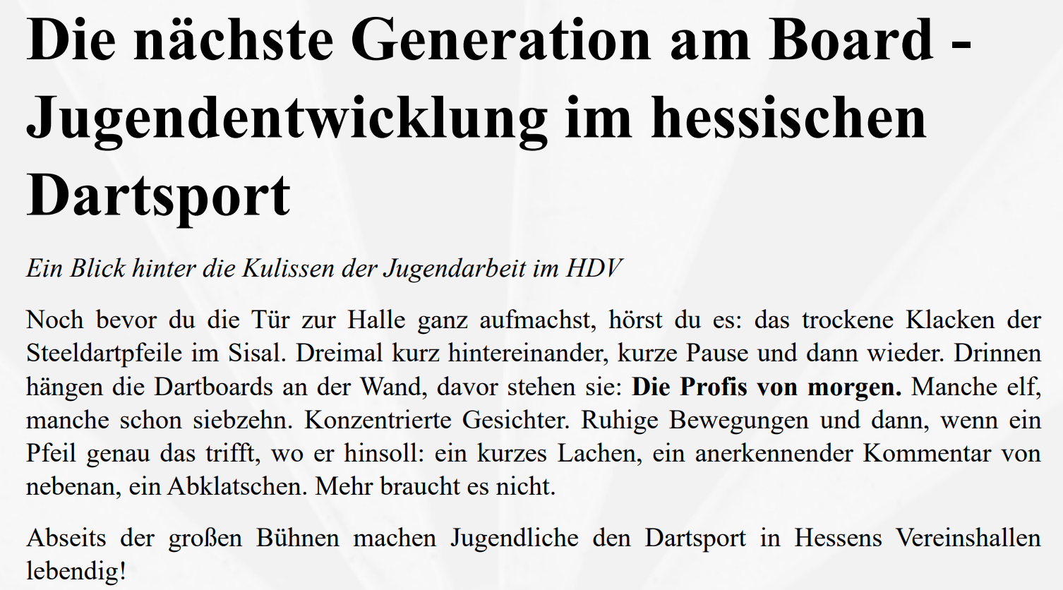 Die hessische Dartjugend im Fokus